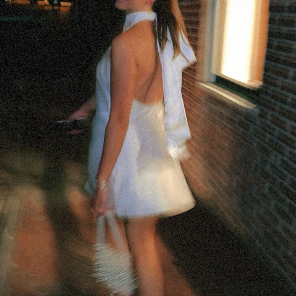 Show Me Your MuMu Lisa White Halter Mini Dress - Picture 3 of 4